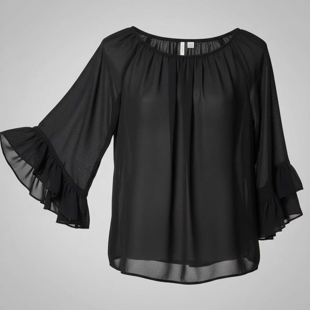 Witchy Goth Elegant Sheer Black Women's Top